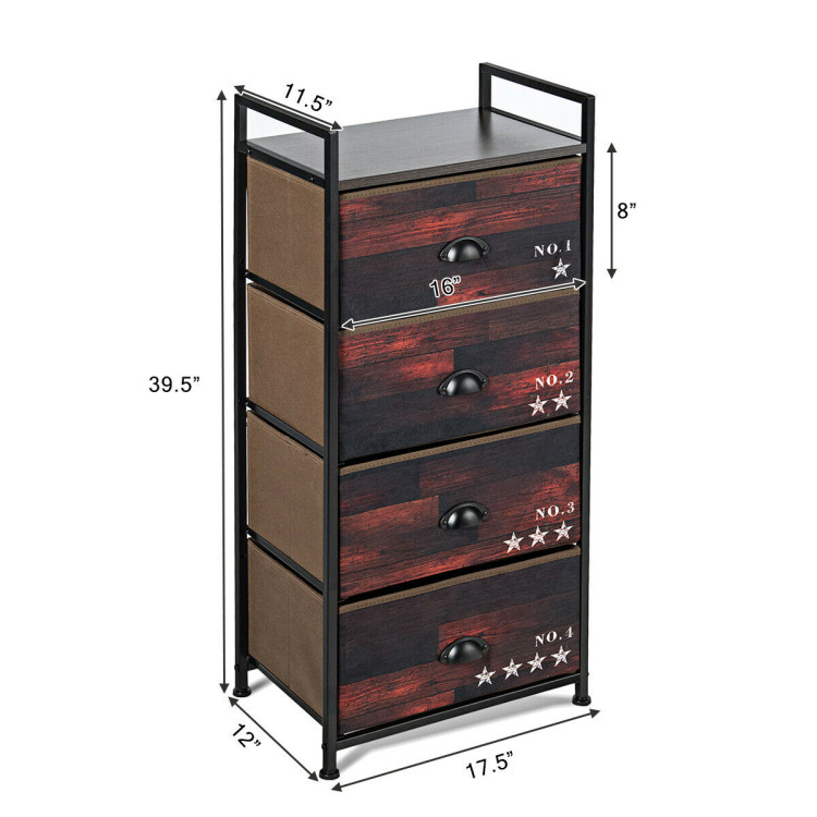 Industrial 4 Fabric Drawers Storage Dresser with Fabric Drawers and Steel FrameCostway Gallery View 4 of 8