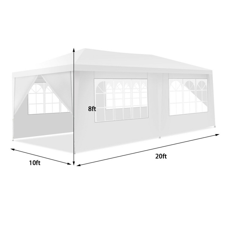 10 x 20 Feet 6 Sidewalls Canopy Tent with Carry Bag-WhiteCostway Gallery View 5 of 13