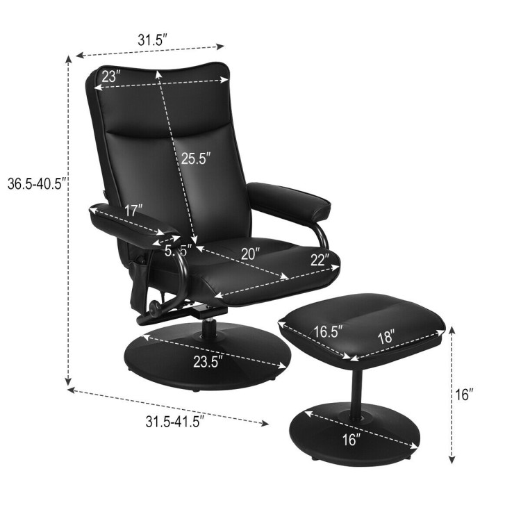 Electric Massage Recliner Chair with Ottoman and Remote ControlCostway Gallery View 10 of 10