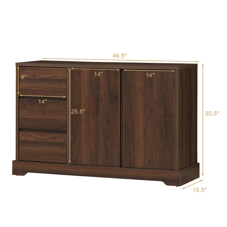 Buffet Sideboard Storage Console Table with 3 Drawers and 2-Door CabinetsCostway Gallery View 4 of 12