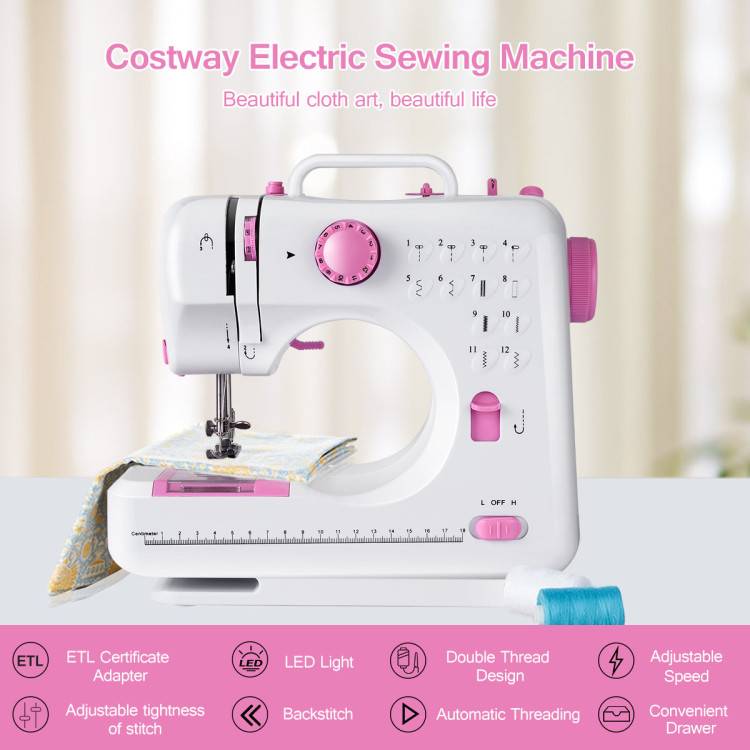 Free-Arm Crafting Mending Sewing Machine with 12 Built-in StitchedCostway Gallery View 12 of 19