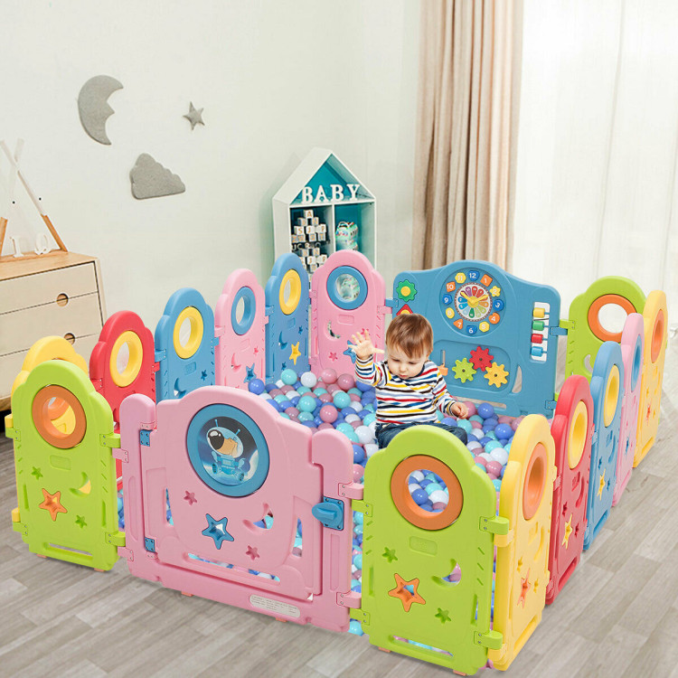 16 Panel Activity Center Baby Playpen with GateCostway Gallery View 2 of 7