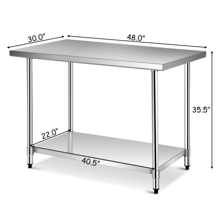 30 x 48 Inch Stainless Steel Food Preparation Kitchen TableCostway Gallery View 4 of 11