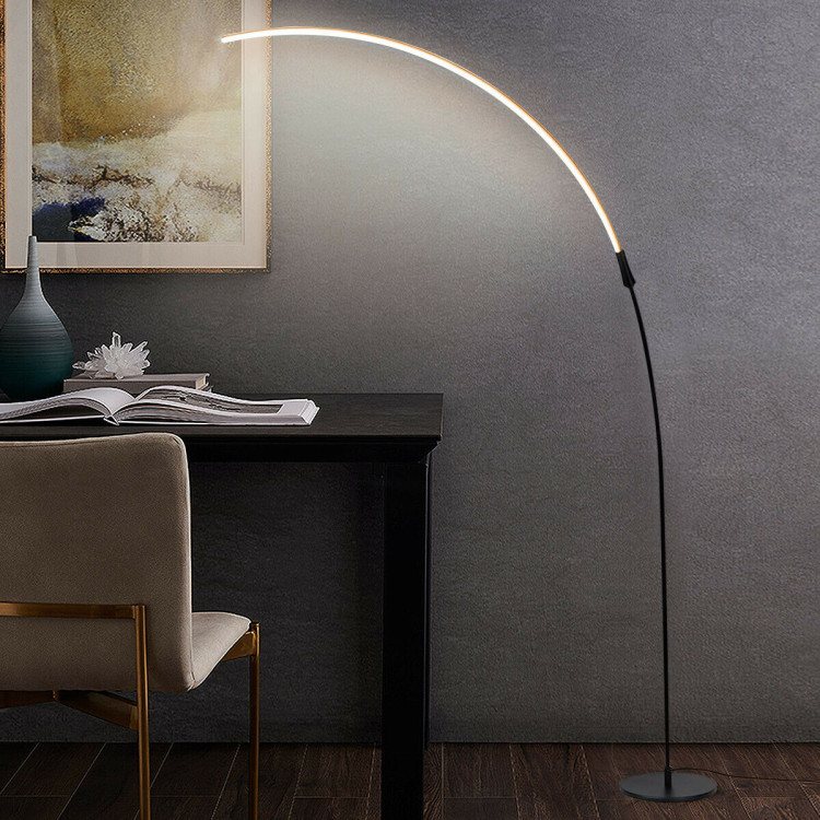 LED Arc Floor Lamp with 3 Brightness Levels-BlackCostway Gallery View 2 of 11