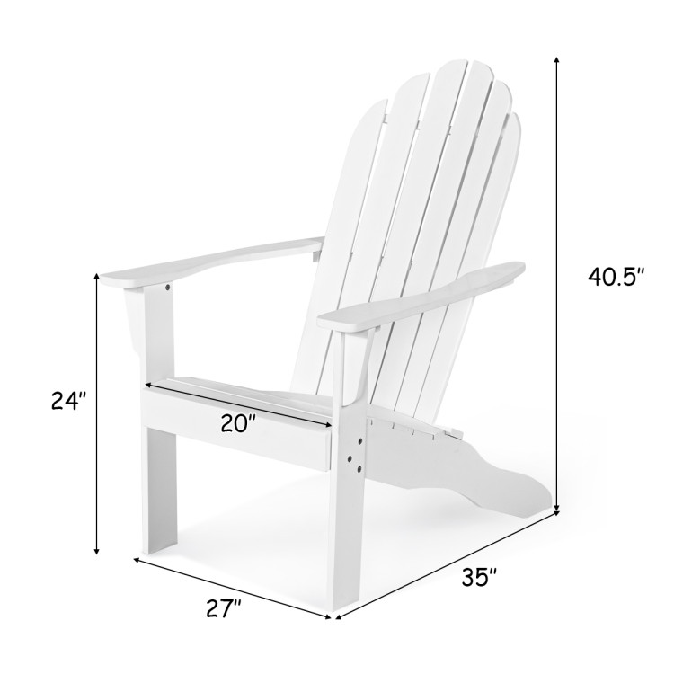Wooden Outdoor Lounge Chair with Ergonomic Design for Yard and Garden-WhiteCostway Gallery View 5 of 18