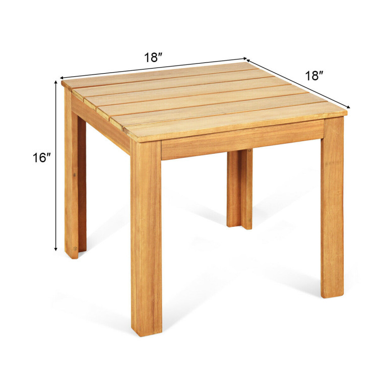 Wooden Square Patio Coffee Bistro Table-NaturalCostway Gallery View 4 of 12
