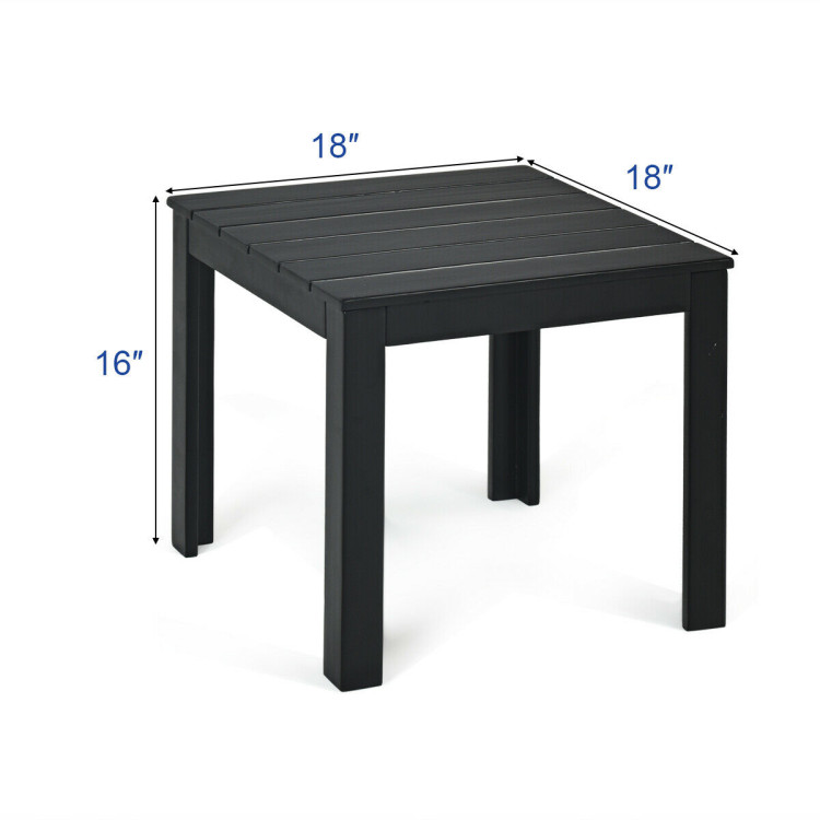 Wooden Square Patio Coffee Bistro Table-BlackCostway Gallery View 4 of 12