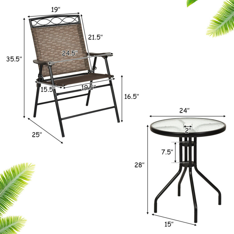 Patio Dining Set with Patio Folding Chairs and TableCostway Gallery View 5 of 12