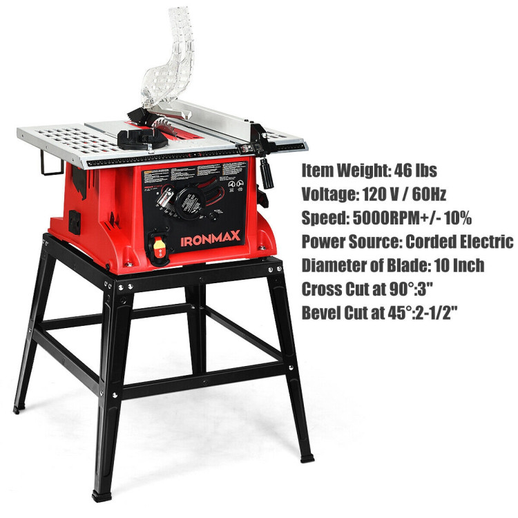 10 Inches Aluminum Tabletop Table Saw Electric Cutting MachineCostway Gallery View 11 of 12