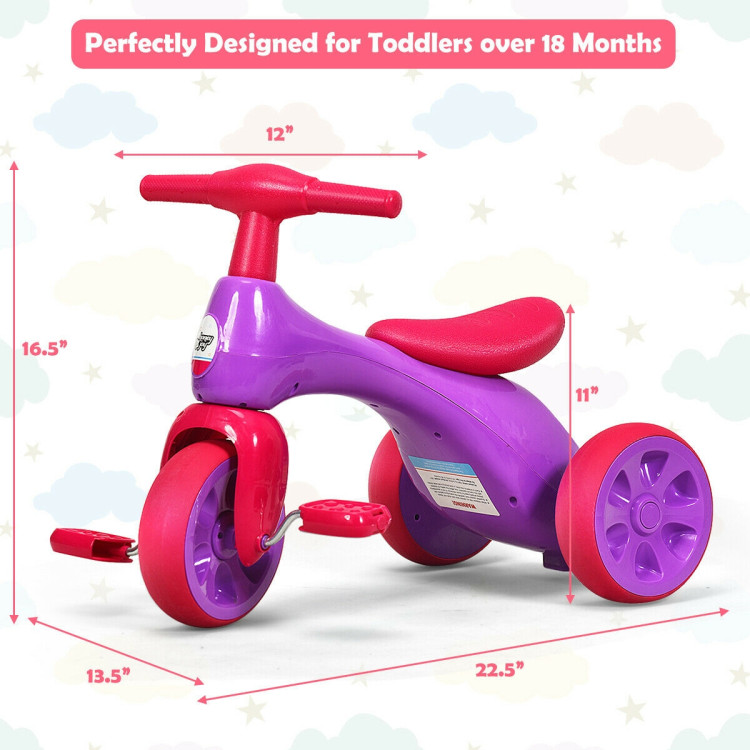 2 in 1 Toddler Tricycle Balance Bike Scooter Kids Riding Toys w/ Sound & Storage-PurpleCostway Gallery View 5 of 11