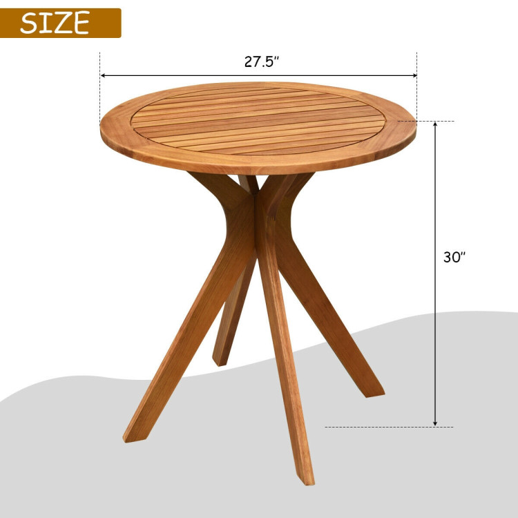 27 InchOutdoor Round Solid Wood Coffee Side Bistro TableCostway Gallery View 8 of 12