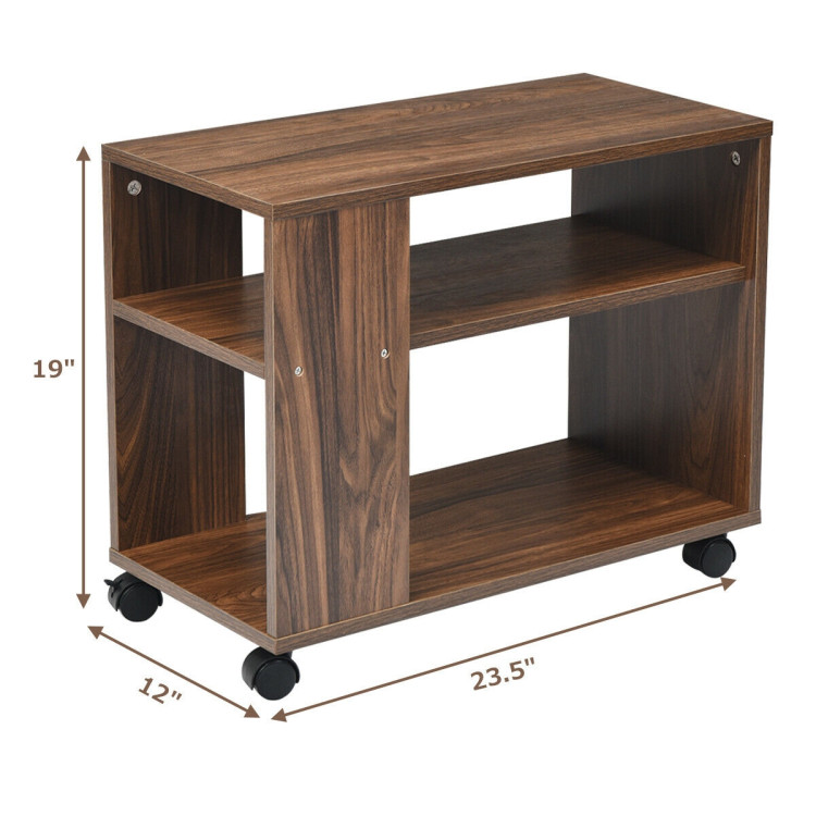 Multifunctional 3-Tier Side Table with Wheels and Large Storage ShelfCostway Gallery View 5 of 12