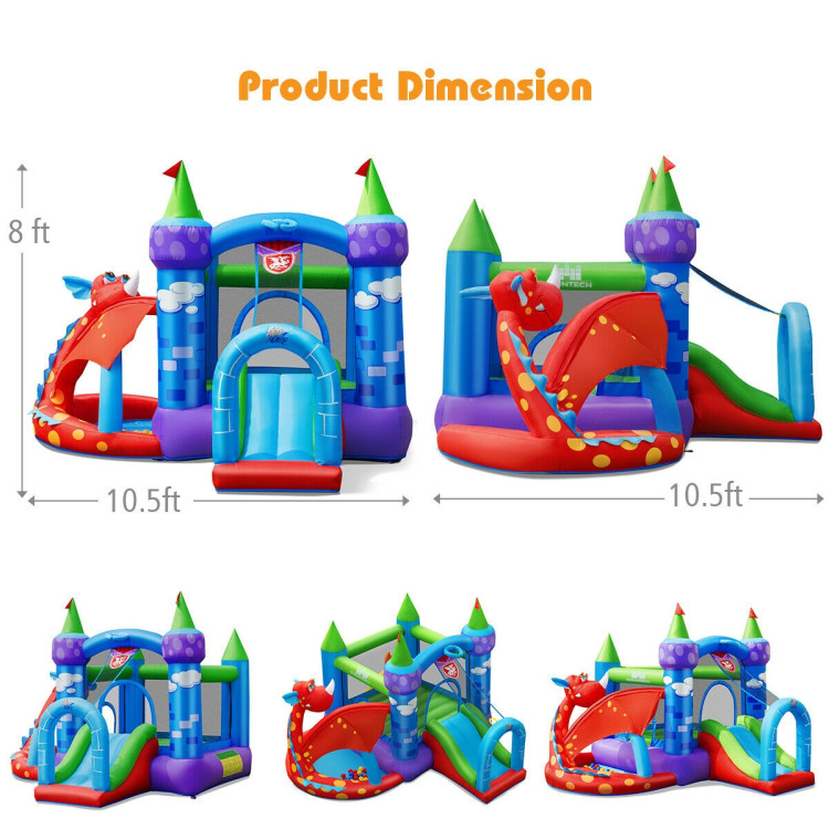 Kids Inflatable Bounce House Dragon Jumping Slide Bouncer CastleCostway Gallery View 4 of 11