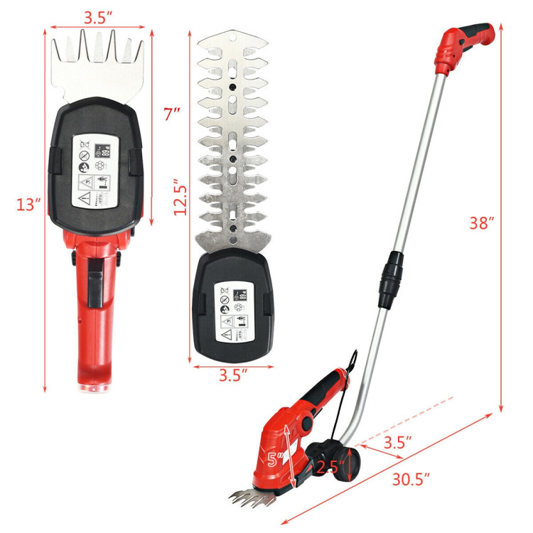 7.2V Cordless Grass Shear with Extension Handle and Rechargeable BatteryCostway Gallery View 4 of 12