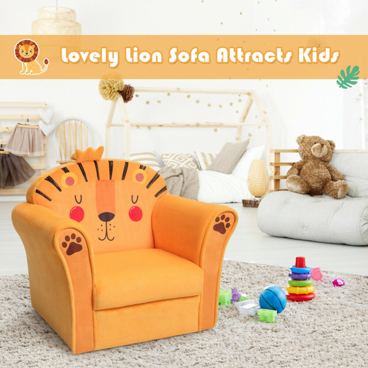 Kids Armrest Lion Upholstered SofaCostway Gallery View 5 of 9