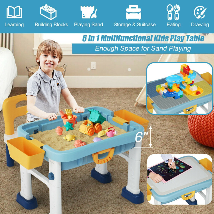 6-in-1 Kids Activity Table Set with ChairCostway Gallery View 3 of 11