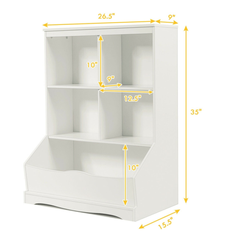 3-Tier Children's Multi-Functional Bookcase Toy Storage Bin Floor Cabinet-WhiteCostway Gallery View 5 of 10