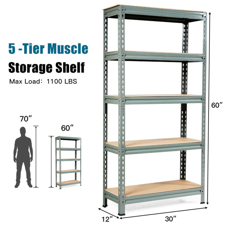 5-Tier Steel Shelving Unit Storage Shelves Heavy Duty Storage Rack-GrayCostway Gallery View 4 of 12