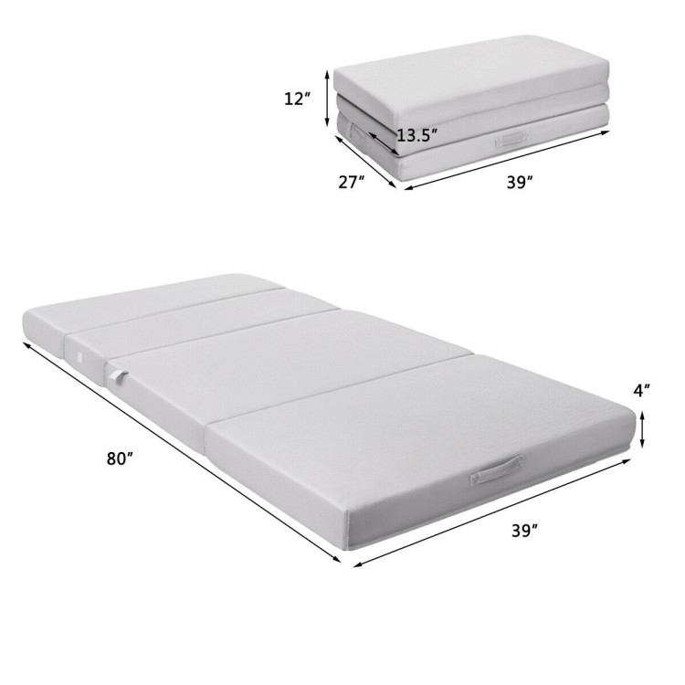 4 Inch Folding Sofa Bed Foam Mattress with Handles-Twin SizeCostway Gallery View 5 of 12