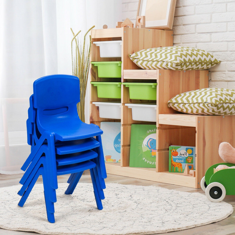 4-pack Kids Plastic Stackable Classroom Chairs-Blue - Gallery View 2 of 12