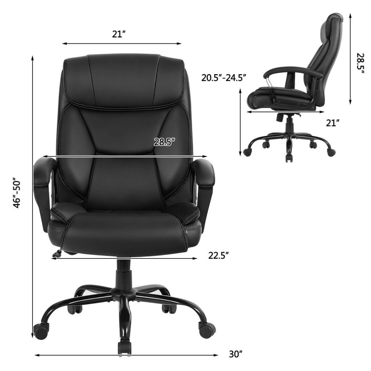 Massage Executive Office Chair with 6 Vibrating Points-BlackCostway Gallery View 5 of 10