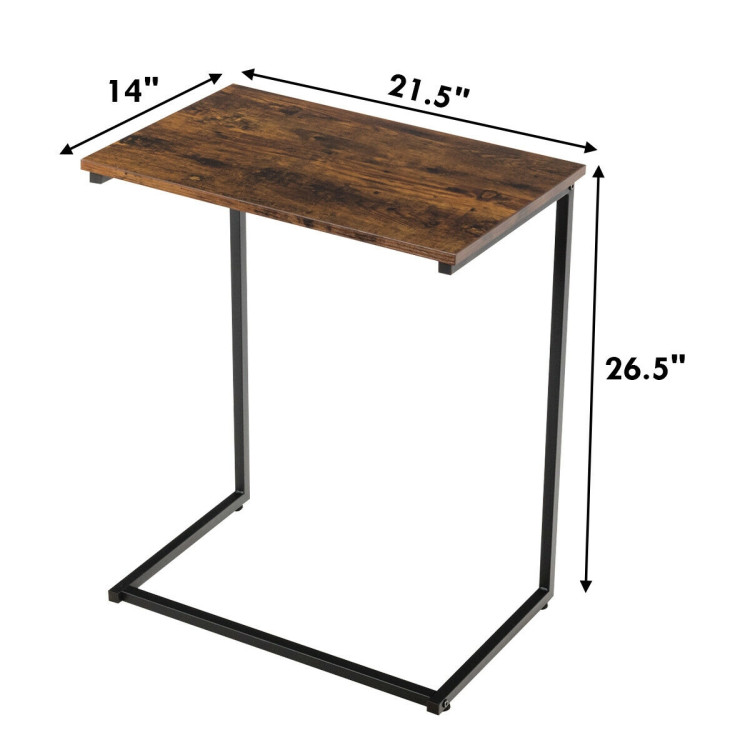 C-shaped Industrial End Table with Metal FrameCostway Gallery View 4 of 12