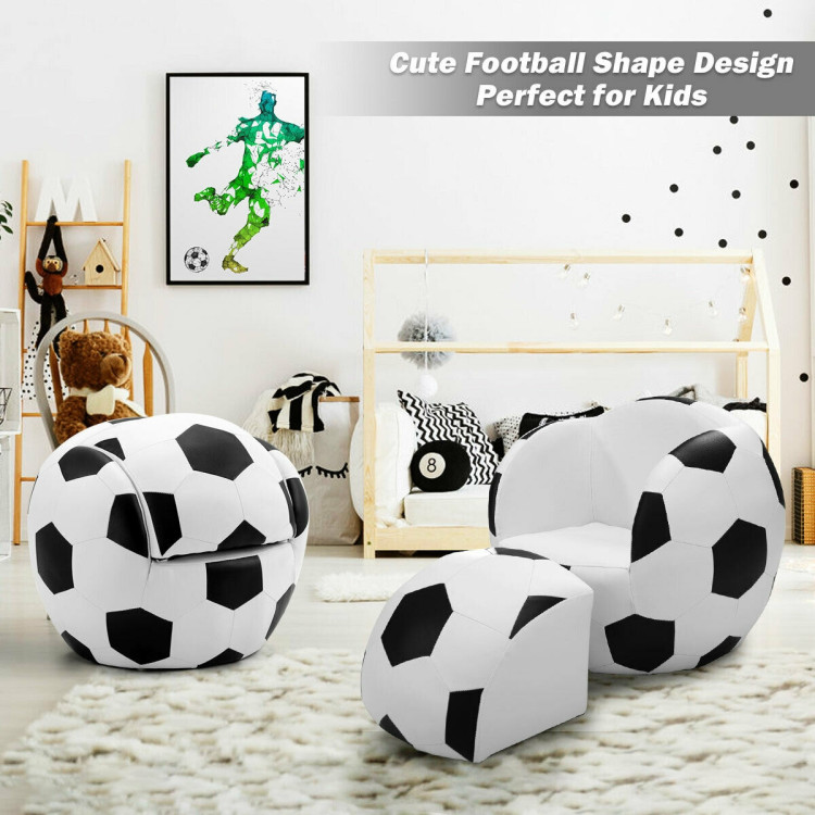 Football Shaped Kids Sofa Couch with OttomanCostway Gallery View 9 of 12