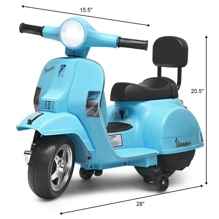 6V Kids Ride On Vespa Scooter Motorcycle for Toddler-Light BlueCostway Gallery View 5 of 12