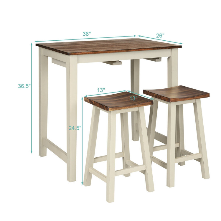 Counter Height Pub Table with 2 Saddle Bar StoolsCostway Gallery View 7 of 12
