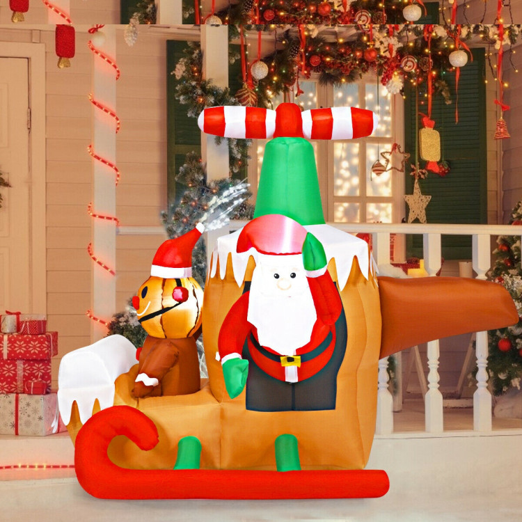 6 Feet Long Inflatable Santa Claus Flying AirplaneCostway Gallery View 6 of 12