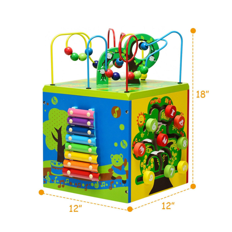 5-in-1 Wooden Activity Cube ToyCostway Gallery View 6 of 12