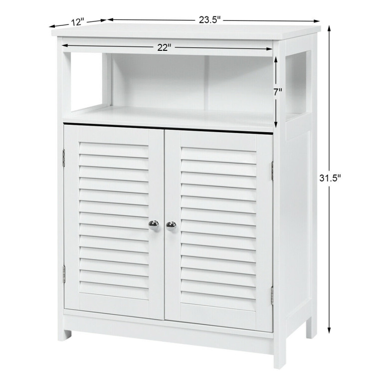 Wood Freestanding Bathroom Storage Cabinet with Double Shutter Door-WhiteCostway Gallery View 5 of 13