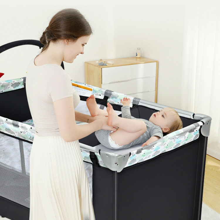 Portable Baby Playard Playpen Nursery Center with Changing StationCostway Gallery View 7 of 13