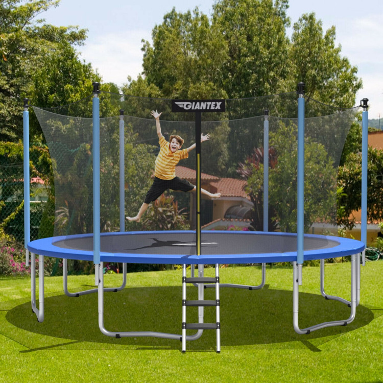 15 Feet Outdoor Bounce Trampoline with Safety Enclosure NetCostway Gallery View 7 of 11