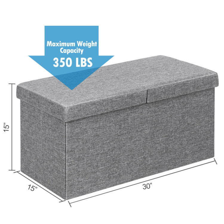 30 Inch Folding Storage Ottoman with Lift Top-Light GrayCostway Gallery View 4 of 12