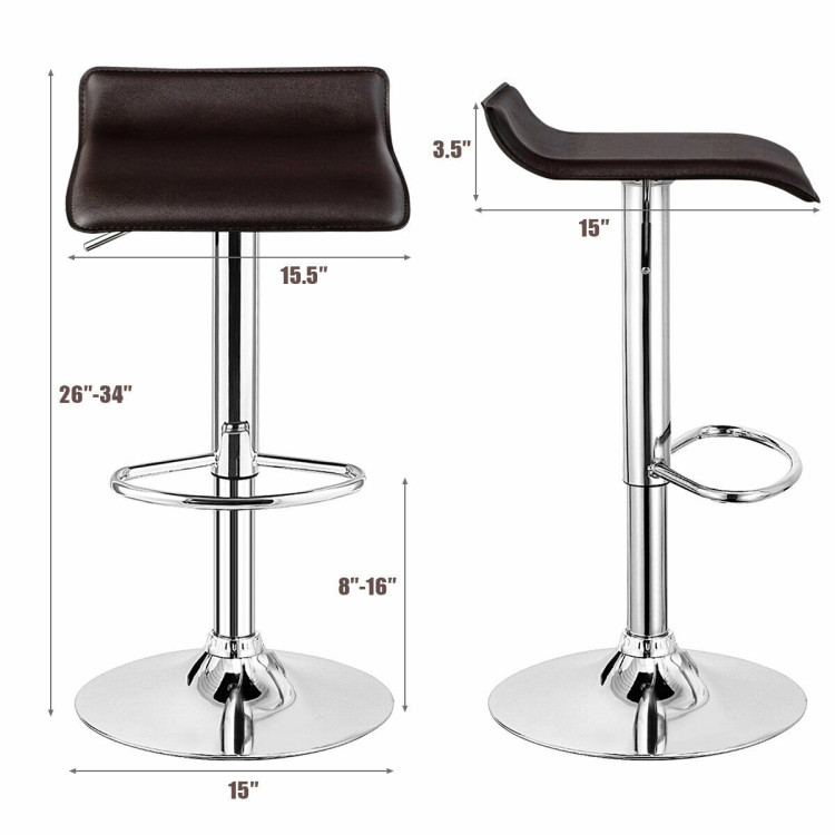 Set of 2 Adjustable PU Leather Backless Bar Stools-CoffeeCostway Gallery View 4 of 12
