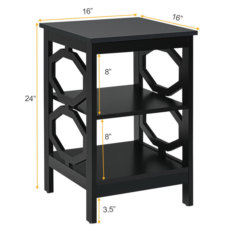 3-tier Nightstand Sofa Side End Accent Table-BlackCostway Gallery View 4 of 12
