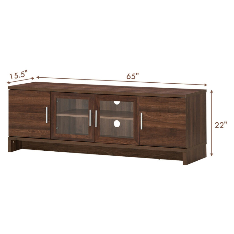 Media Entertainment TV Stand for TVs up to 70 Inches with Adjustable Shelf-WalnutCostway Gallery View 4 of 13