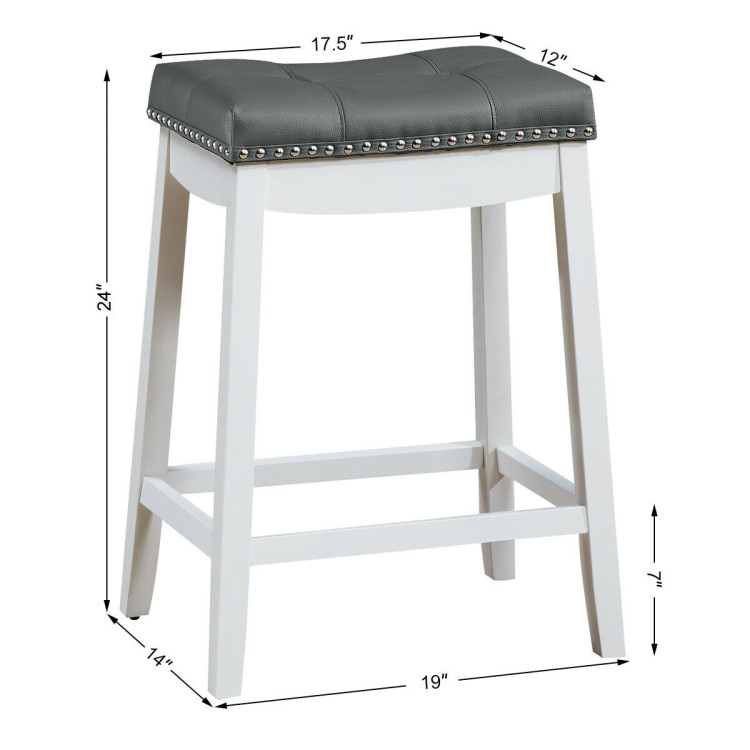 Set of 2 24-Inch Height Backless Counter Stool with Footrest-WhiteCostway Gallery View 4 of 9