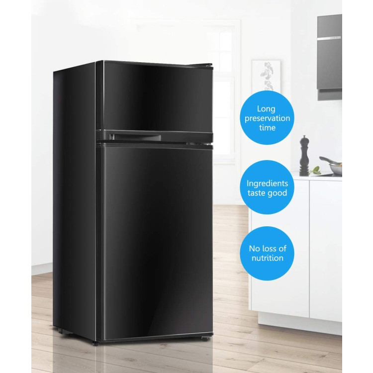 2 Doors Cold-rolled Sheet Compact Refrigerator-BlackCostway Gallery View 4 of 8