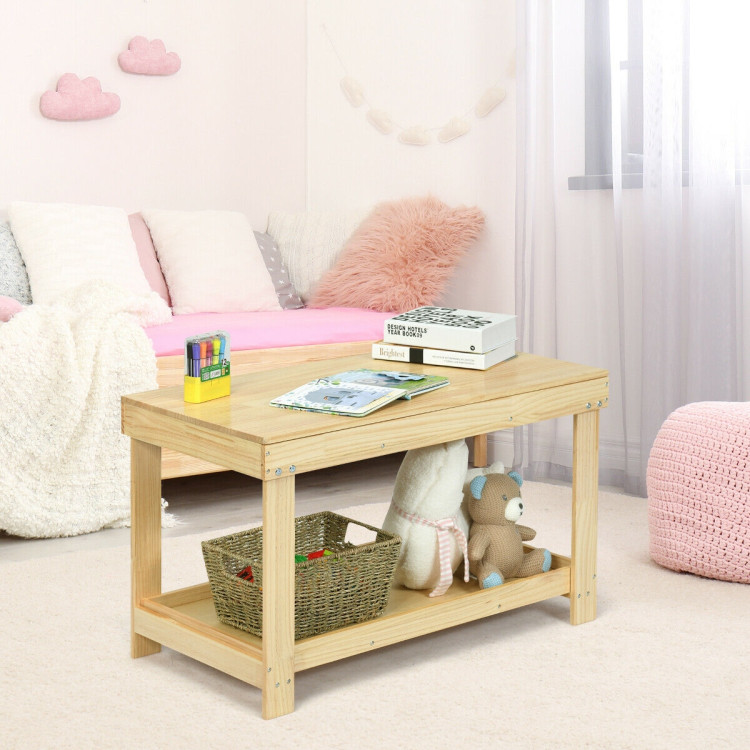 Solid Multifunctional Wood Kids Activity Play Table-NaturalCostway Gallery View 7 of 12