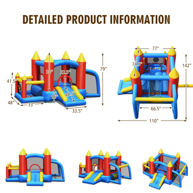 Kid Inflatable Slide Jumping Castle Bounce House with 740w BlowerCostway Gallery View 4 of 12