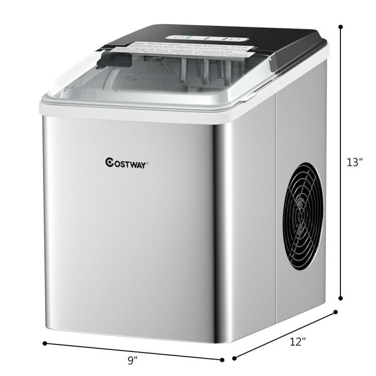 Stainless Steel 26 lbs/24 H Self-Clean Countertop Ice Maker MachineCostway Gallery View 6 of 13