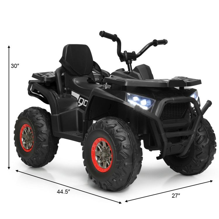 12 V Kids Electric 4-Wheeler ATV Quad with MP3 and LED Lights-BlackCostway Gallery View 5 of 12
