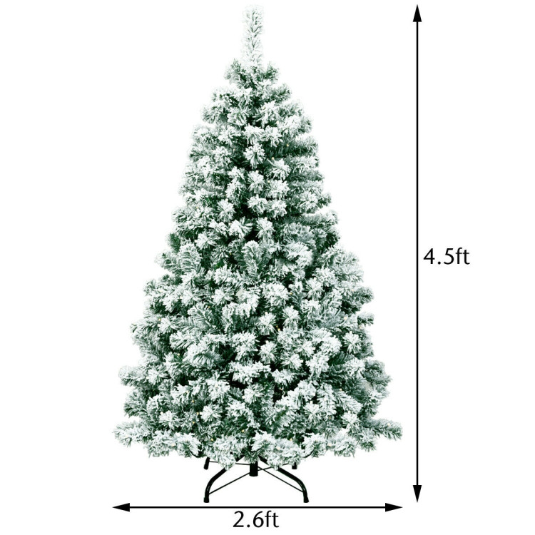 4.5 Feet Pre-Lit Premium Snow Flocked Hinged Artificial Christmas TreeCostway Gallery View 4 of 11