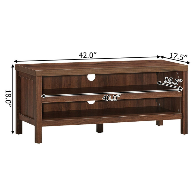 3-Tier TV Stand Console Cabinet for TV's up to 45 Inch with Storage Shelves-WalnutCostway Gallery View 4 of 12