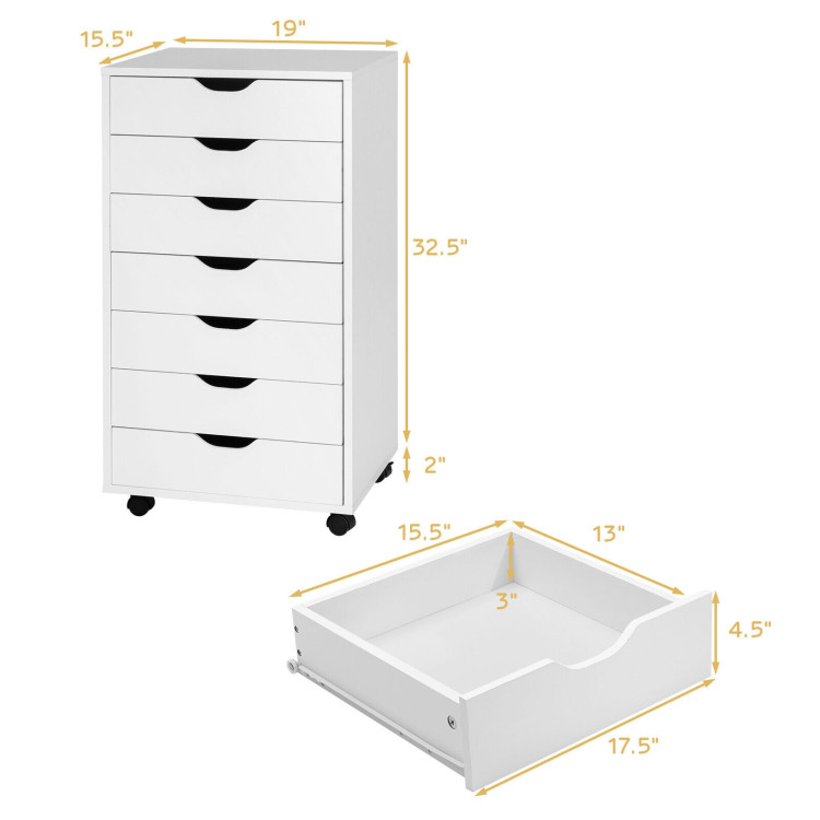 7-Drawer Chest Storage Dresser Floor Cabinet Organizer with WheelsCostway Gallery View 4 of 10