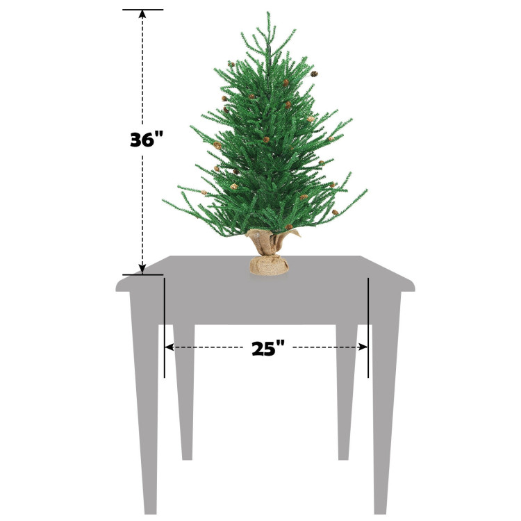 36 Inch Mini Carmel Pine Christmas Tree with 30 PineconesCostway Gallery View 4 of 10