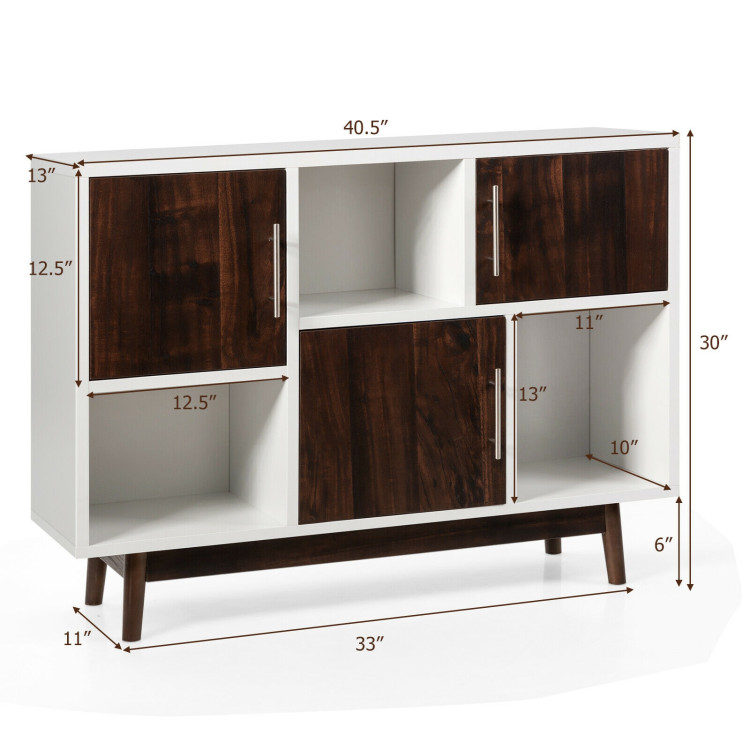 Wood Display Sideboard Storage Cabinet with Storage CompartmentsCostway Gallery View 7 of 12