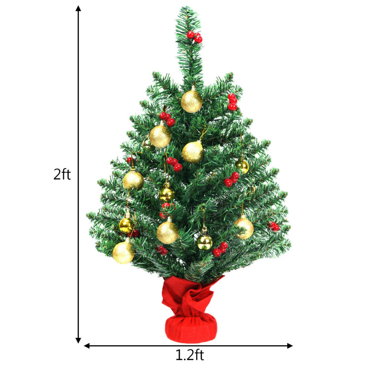 2 Feet Artificial Battery Operated Christmas Tree with LED LightsCostway Gallery View 4 of 10